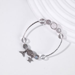 Vòng tay đá mix charm An Gem trắng mix xà cừ full charm