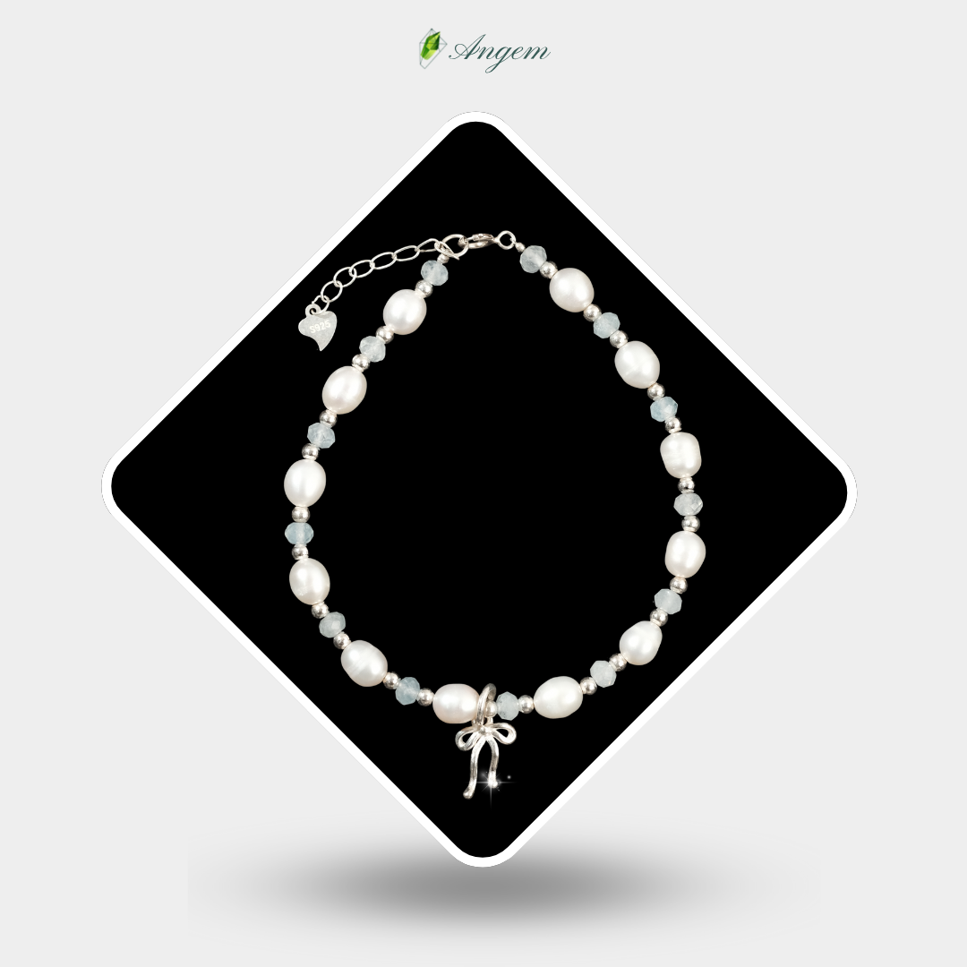 Lắc tay nữ Luna Grace – Ngọc trai & Peridot,Garne,Aquamarine – Bạc S925 An Gem (2)