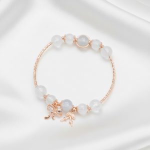 Vòng tay nữ đá tự nhiên mix charm vàng hồng An Gem