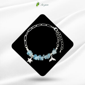 Đá Aquamarine - Charm màu vàng