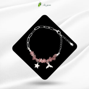 Đá TA Dâu Hồng - Charm màu vàng