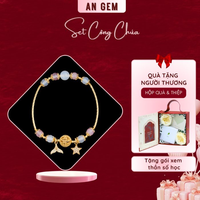 Set Công Chúa (Kèm vòng Thạch anh hồng & Mã não trắng mạ vàng)