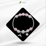 Thạch anh hồng & Mã não trắng charm mạ bạc