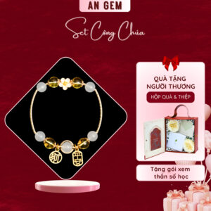Set công chúa ( kèm TA Vàng & mã não Trắng - charm Hoa Mai, mạ vàng