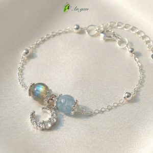 Vòng tay đá Aquamarine - Xà cừ