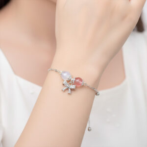 Vòng tay nữ đá tự nhiên mix charm nơ, Ribbon An Gem