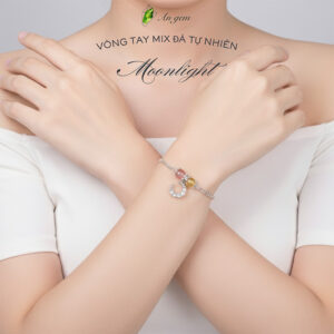 Vòng tay nữ đá tự nhiên Moonlight mix charm mặt trăng An Gem