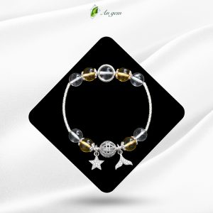 Đá thạch anh trắng & thạch anh vàng charm mạ bạc