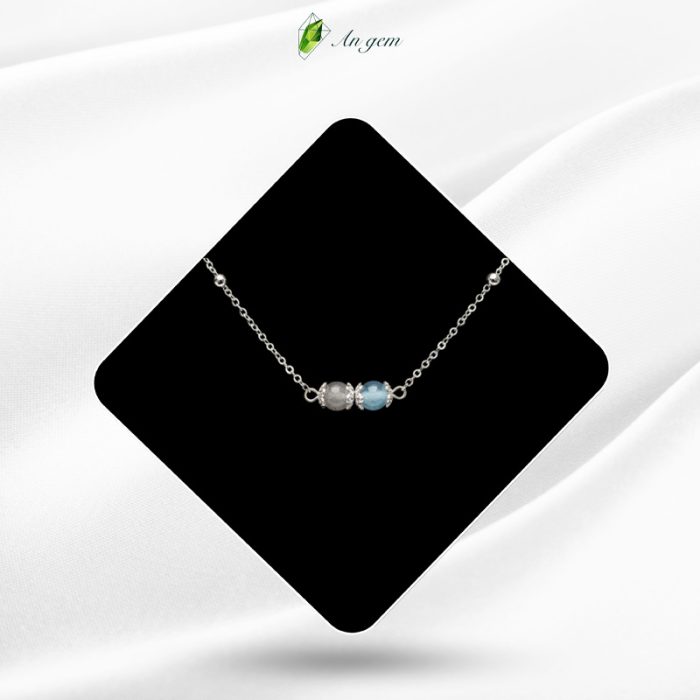 Vòng tay Duolight Aquamarine & Xà cừ - Mạ bạc