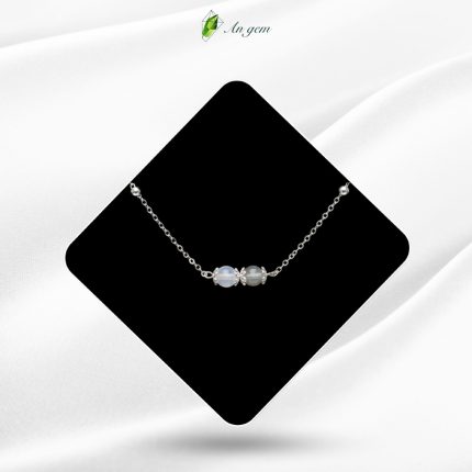 Vòng tay Duolight Moonstone & Xà cừ - Mạ bạc