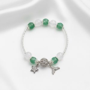 Vòng tay An gem đá tự nhiên dâu tây xanh mix mã não trắng