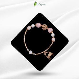 Cung Cự Giải - TA Hồng x Mã Não Trắng charm mạ vàng