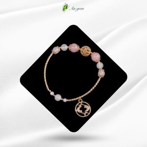 Cung Song Ngư - TA Hồng x Mã Não Trắng charm mạ vàng