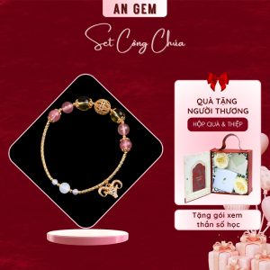 Set Công Chúa (Kèm vòng Cung Bạch Dương - TA Vàng x Dâu Hồng charm mạ vàng)