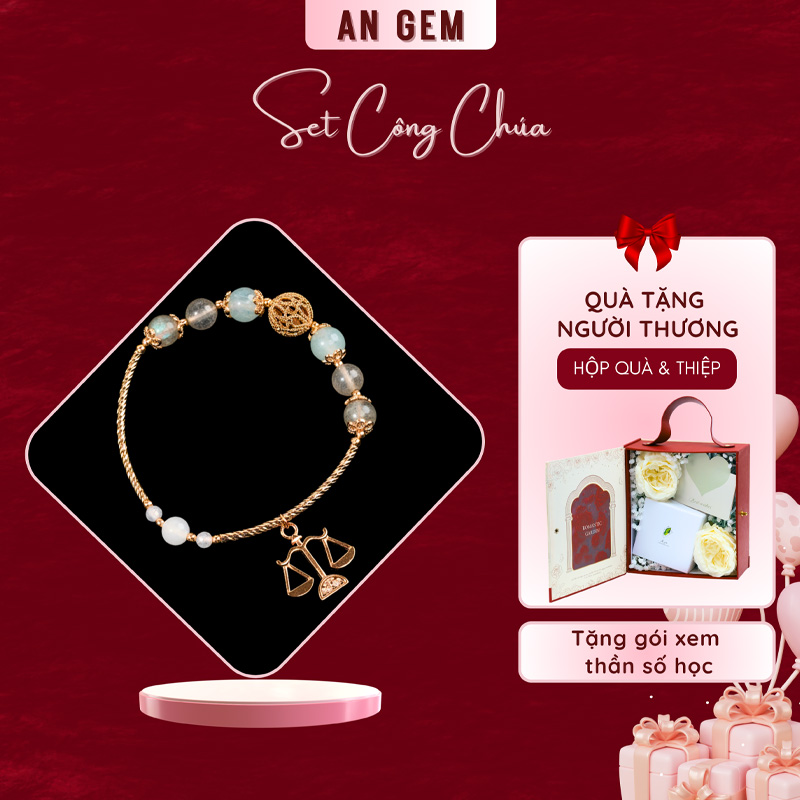 Set Công Chúa (Kèm vòng Cung Thiên Bình - Aqua x Xà Cừ charm mạ vàng)