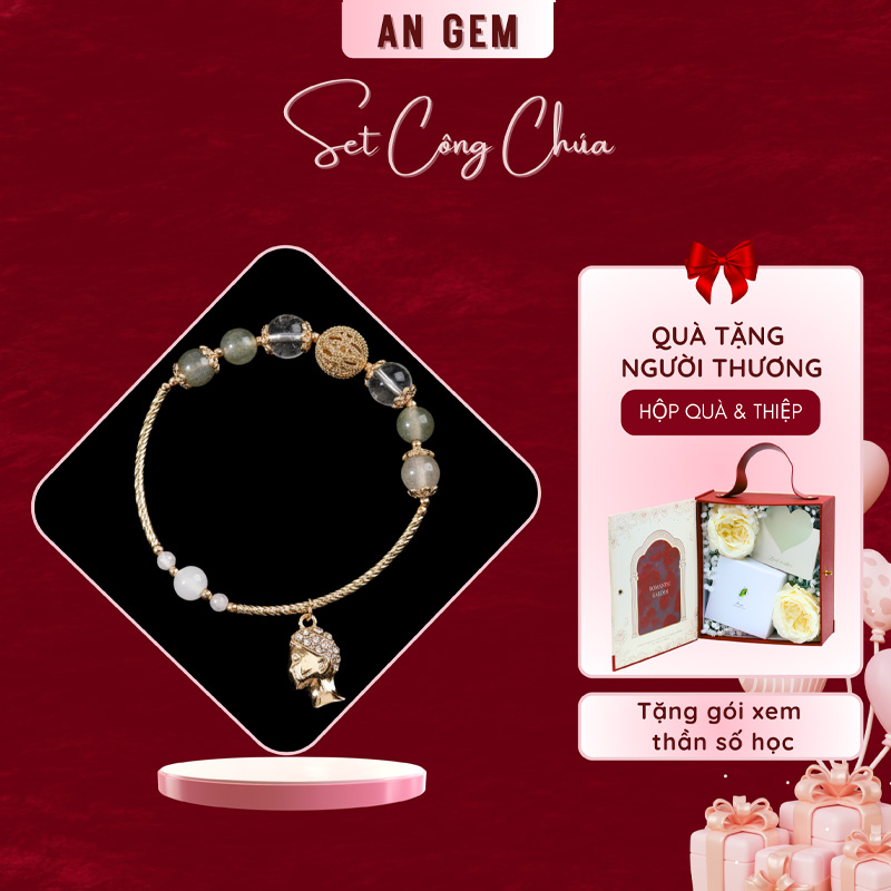Set Công Chúa (Kèm vòng Cung Xử Nữ - TA Trắng x Xà Cừ charm mạ vàng)