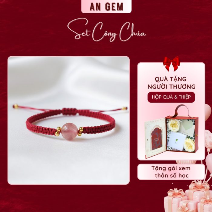 Set công chúa kèm vòng Đá dâu hồng