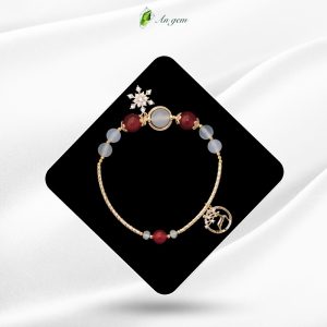 Mã Não Trắng - Mã Não Đỏ - Charm mạ vàng