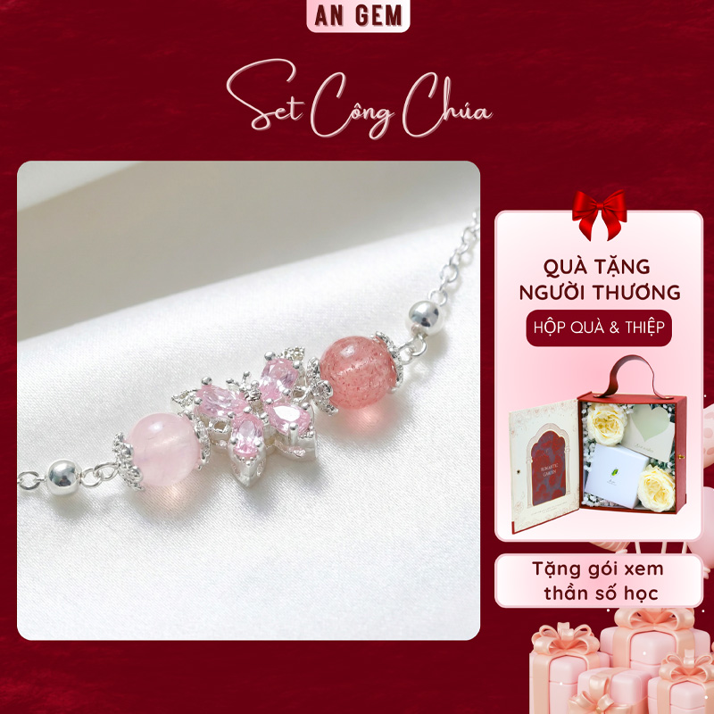 Set công chúa Dâu hồng & thạch anh hồng