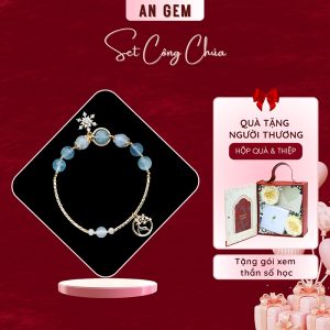 Set công chúa ( kèm vòng Moonstone - Aquamarine - Charm mạ vàng)
