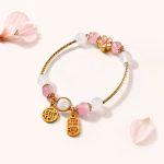 Vòng tay đá tự nhiên mix charm chữ may mắn bình an Tết Cổ Truyền 2025 An Gem
