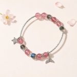 Vòng tay An gem đá dâu tây hồng mix xà cừ full charm lắc tay phong thuỷ đá dâu tây mix Labradorite phụ kiện đeo tay nữ